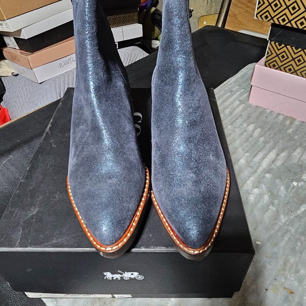 Coach Blue, Tan and silver Bowery boots